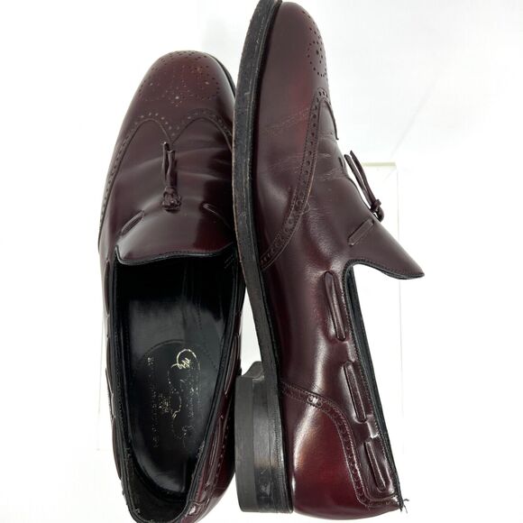 FLORSHEIM IMPERIAL Mens Cordovan Leather Tasseled Wing-Tip Slip-On Dress Shoes - Picture 4 of 9